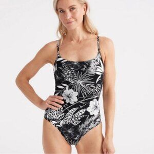 Knix Leakproof Classic One Piece Swimsuit Hibiscus Heat